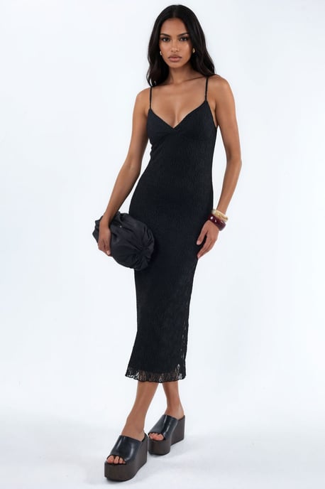 V-Ausschnitt Spitzen-Midi-Kleid im Bodycon-Stil - Image 1