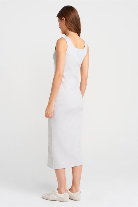 Geripptes Midi Bodycon-Kleid mit Knöpfen - Image 2