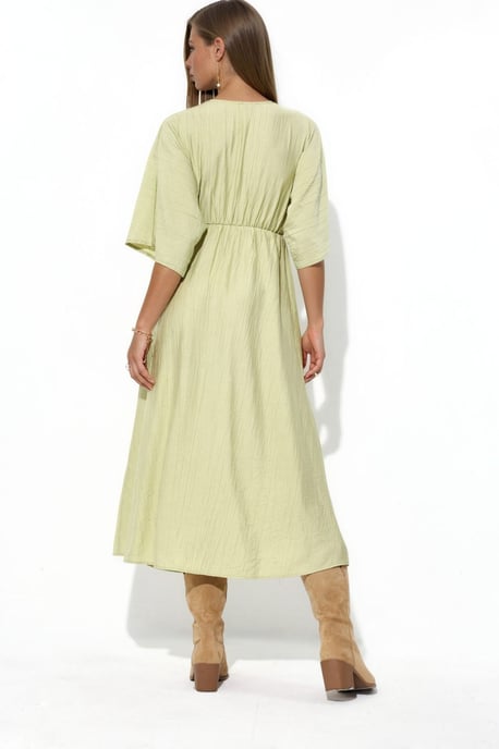 V-Ausschnitt Midikleid mit Wickeloptik und drei Viertelärmeln - Image 3
