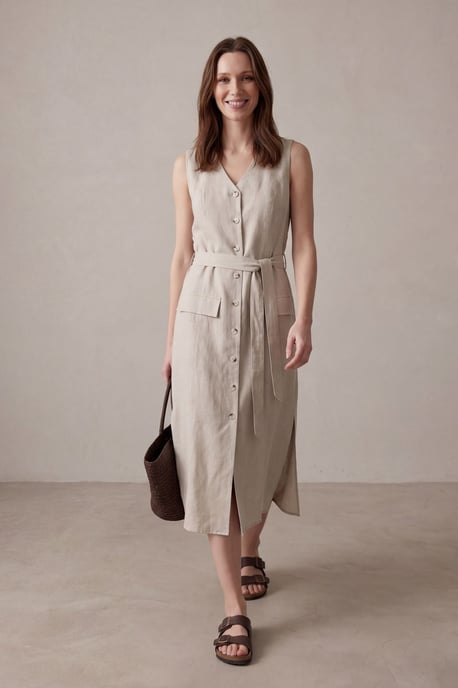 Damen Baumwoll-Popeline Midi Hemdkleid - Image 1