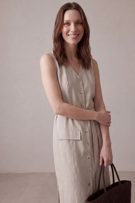 Damen Baumwoll-Popeline Midi Hemdkleid - Image 2