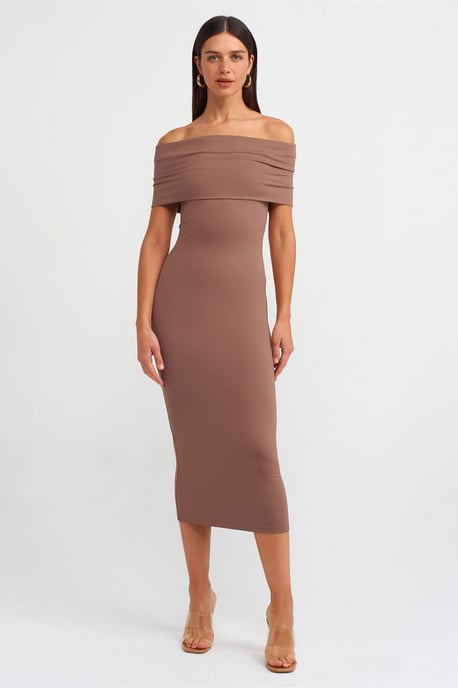 Schulterfreies Bodycon-Midi-Kleid - Image 1
