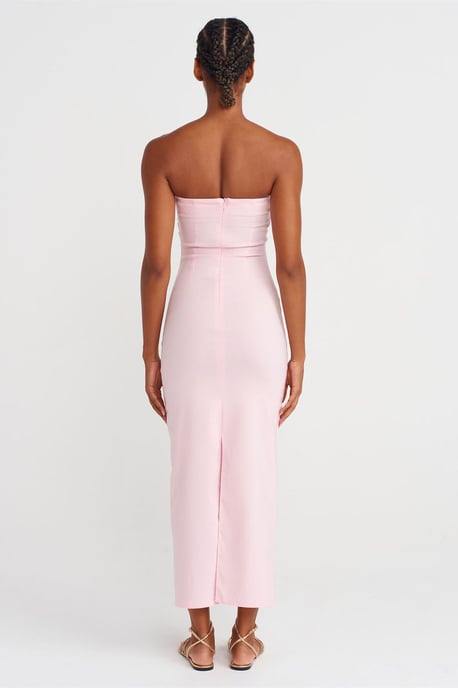 Trägerloses Bodycon-Midi-Kleid mit Schlitz - Image 2