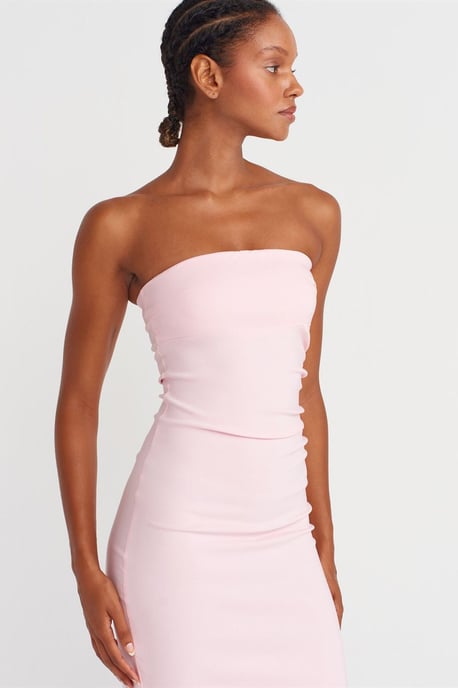 Trägerloses Bodycon-Midi-Kleid mit Schlitz - Image 3