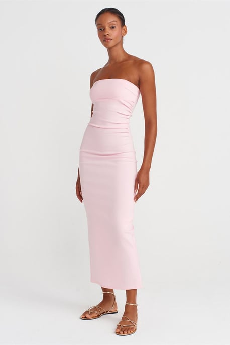 Trägerloses Bodycon-Midi-Kleid mit Schlitz - Image 4