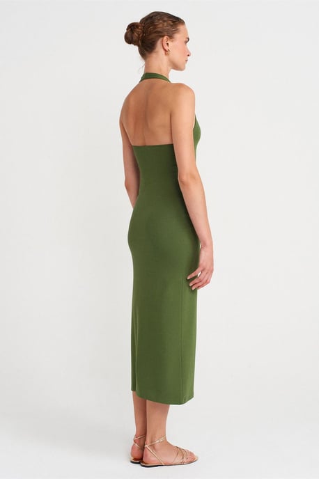 Damen Halterneck Bodycon Midi Kleid - Image 2