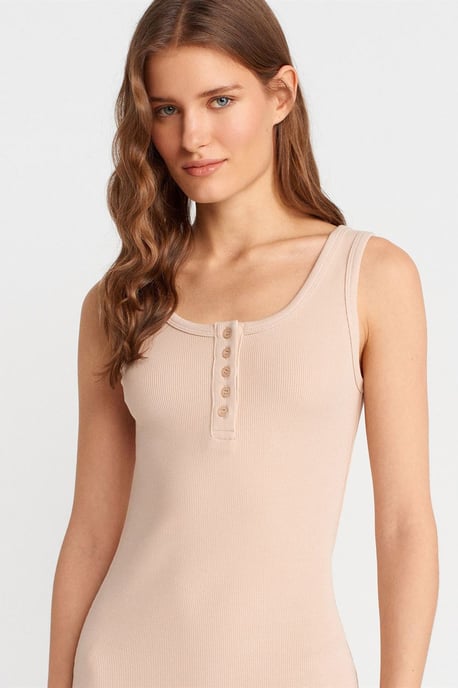 Ripp-midi-Kleid mit Knöpfen - Image 4