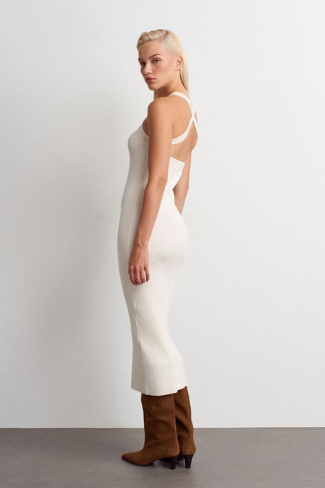 Rippstrick Halter Midi Bodycon Kleid - Image 2