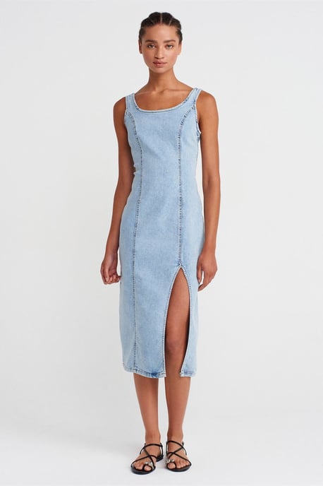 Damen Midi Bodycon Jeanskleid - Image 1