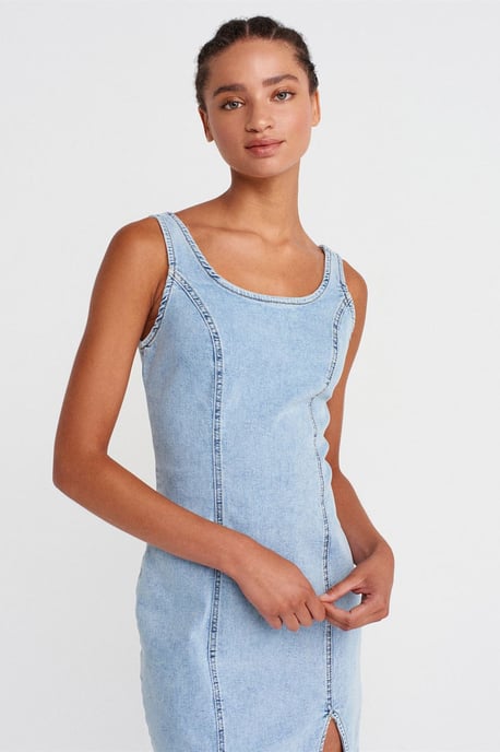 Damen Midi Bodycon Jeanskleid - Image 4