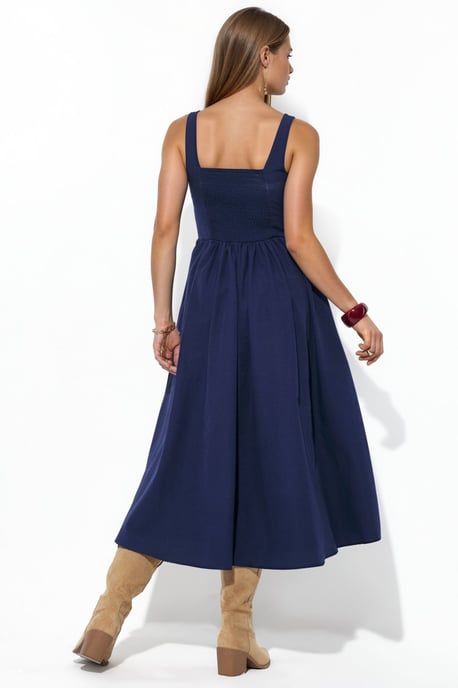 Midi-Kleid mit quadratischem Kragen und Knopfdetails - Image 3