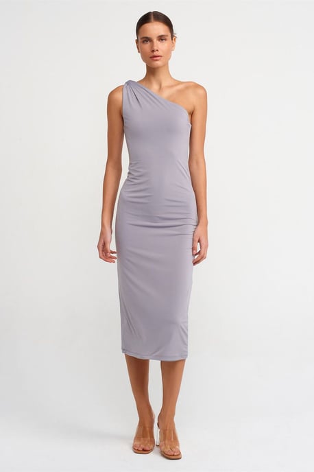 Asymmetrisches Midi Bodycon-Kleid mit einem Ärmel - Image 1