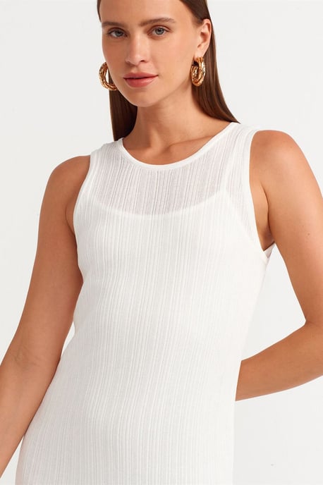 Rippstrick ärmelloses Bodycon-Midikleid - Image 4