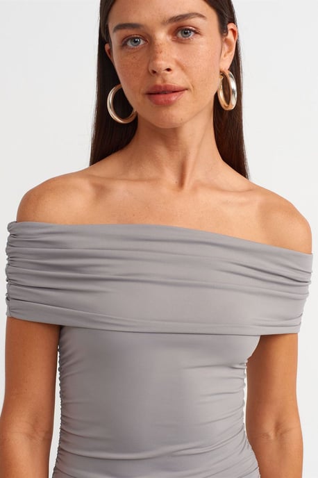 Schulterfreies Bodycon Midi-Kleid - Image 4