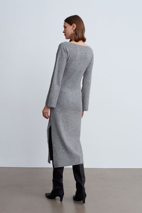 Rippstrick Bodycon Midi Kleid mit Schlitz - Image 3