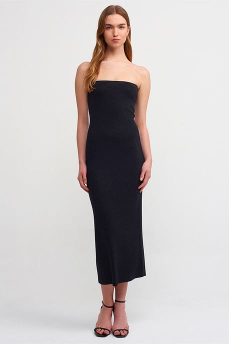 Dilvin Bügeloses Midi-Bodycon-Kleid - Schwarz - Image 1