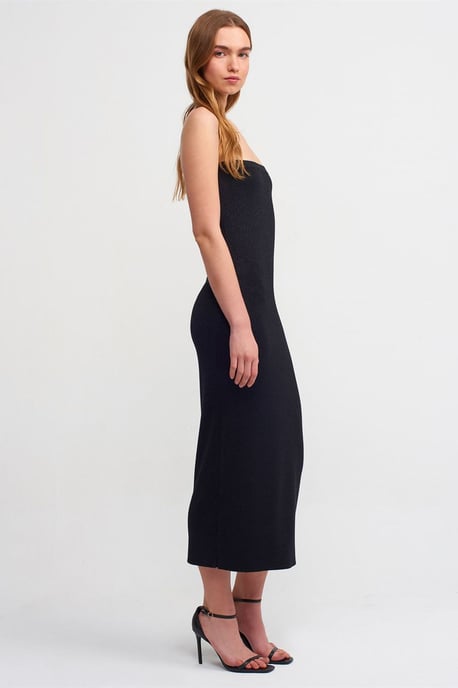 Dilvin Bügeloses Midi-Bodycon-Kleid - Schwarz - Image 3
