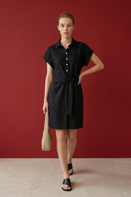 Baumwoll-Popeline Mini Hemdblusenkleid - Image 4