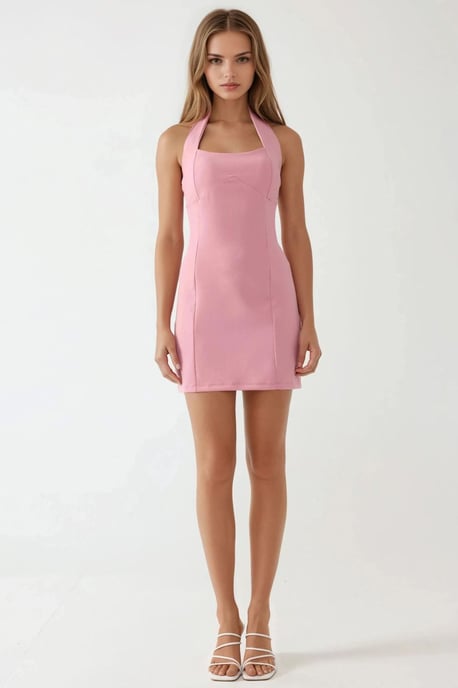 Tailliertes Minikleid mit quadratischem Kragen - Image 6