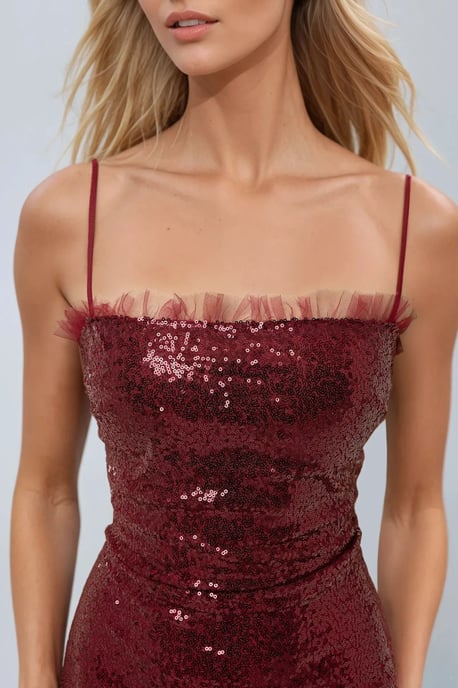 Mini-Pailletten-Kleid im Bodycon-Stil mit quadratischem Kragen - Image 3