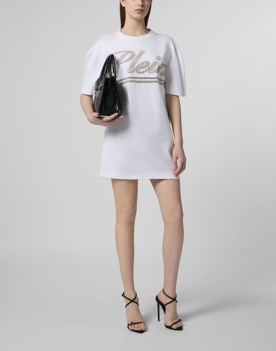 Open Back T-Shirt Dress Strass Signature - Image 4