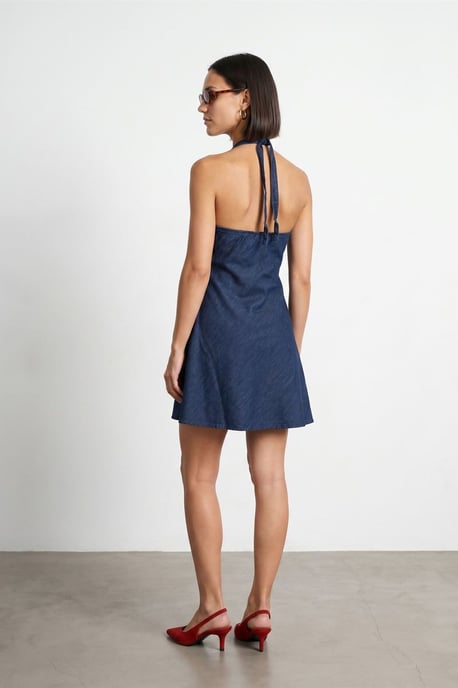 Baumwolle Denim Träger Mini Kleid - Image 3