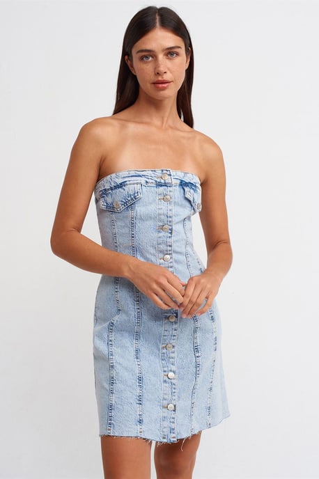Trägerloses Mini-Denim-Kleid - Image 1