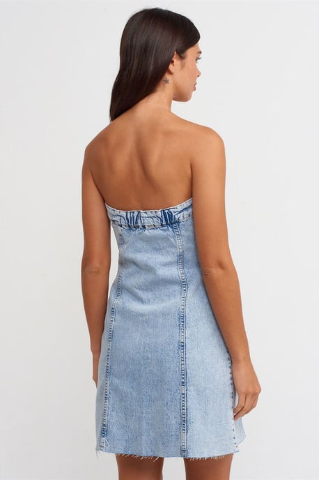 Trägerloses Mini-Denim-Kleid - Image 2