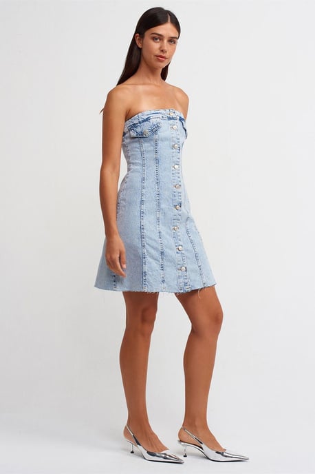 Trägerloses Mini-Denim-Kleid - Image 3