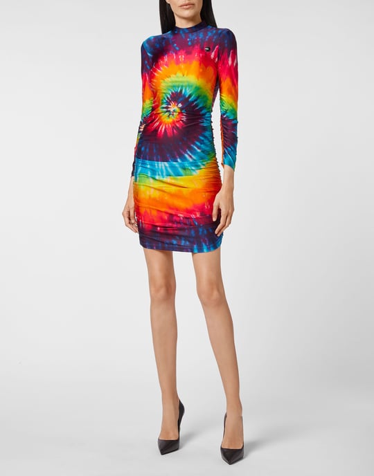 Philipp Plein Kurzes Kleid mit Tie-Dye-Muster - Mehrfarbig - Image 4