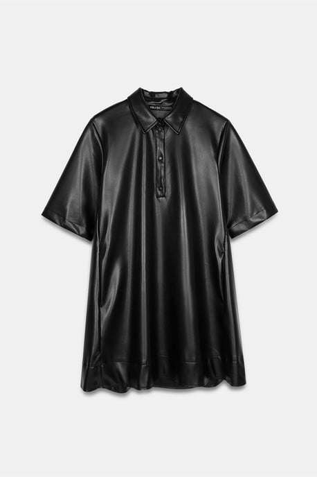 Lässiges Fake-Leder Minihemdkleid - Image 5