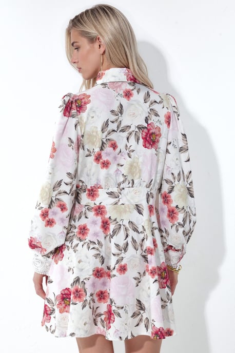 Blümchen-Minihemdkleid mit Spitzendetail - Image 3