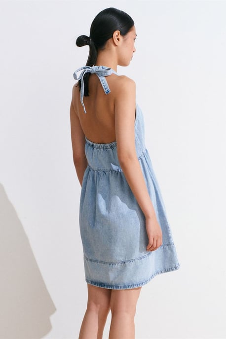Mini Baumwoll-Denim Halterkleid - Image 2