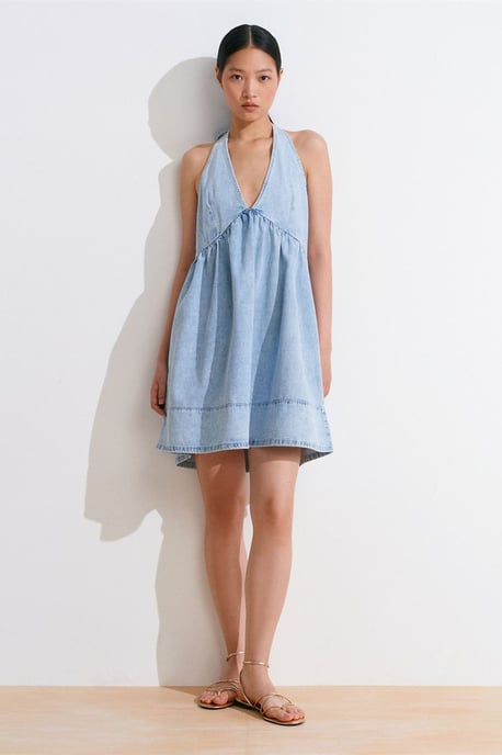 Mini Baumwoll-Denim Halterkleid - Image 3