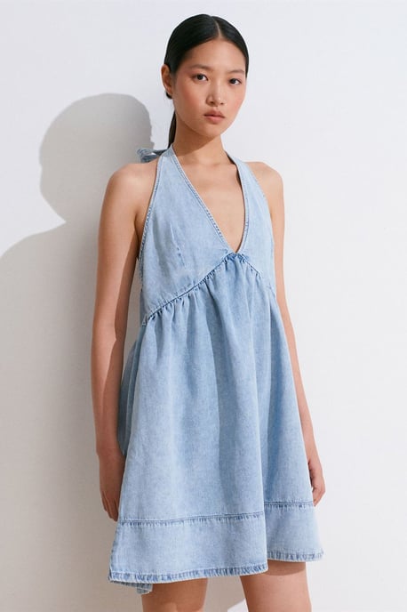 Mini Baumwoll-Denim Halterkleid - Image 5