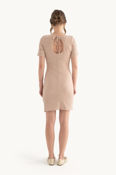 Quadratischer Ausschnitt Kurzarm Mini Bodycon Kleid - Image 3
