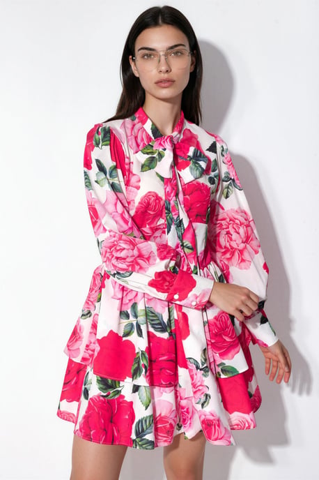 Florales Minihemdkleid mit Schleifendetail - Image 1