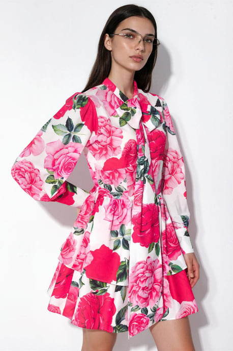 Florales Minihemdkleid mit Schleifendetail - Image 2