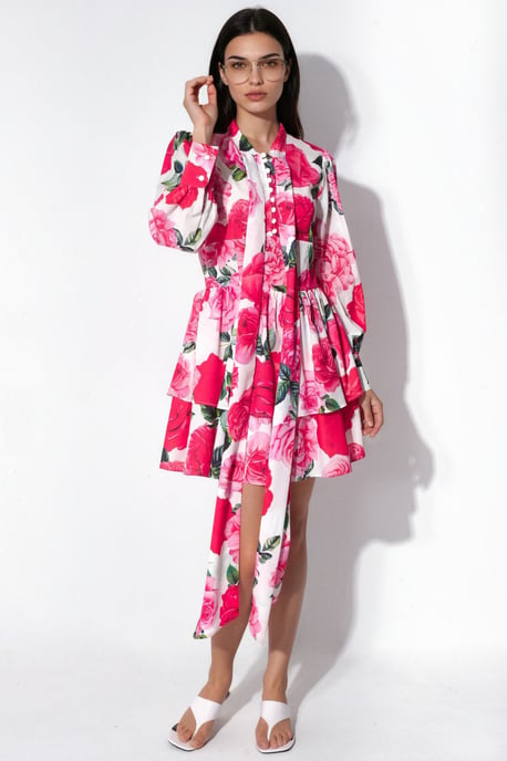 Florales Minihemdkleid mit Schleifendetail - Image 4