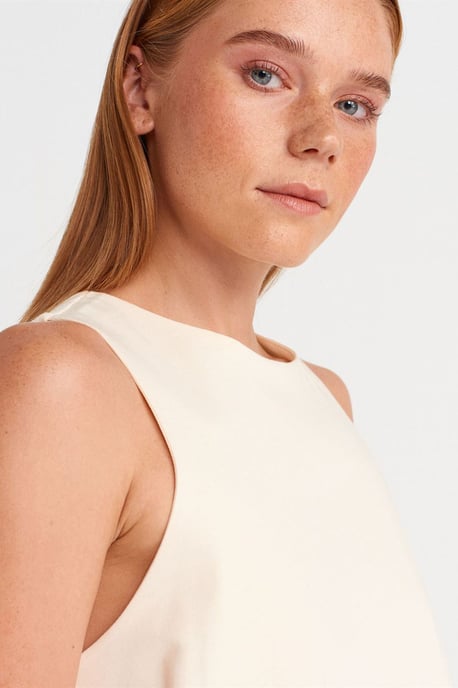 Baumwoll-Popeline Ärmelloses Mini Shift-Kleid - Image 3