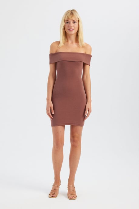 Schulterfreies Mini Bodycon Kleid - Image 1