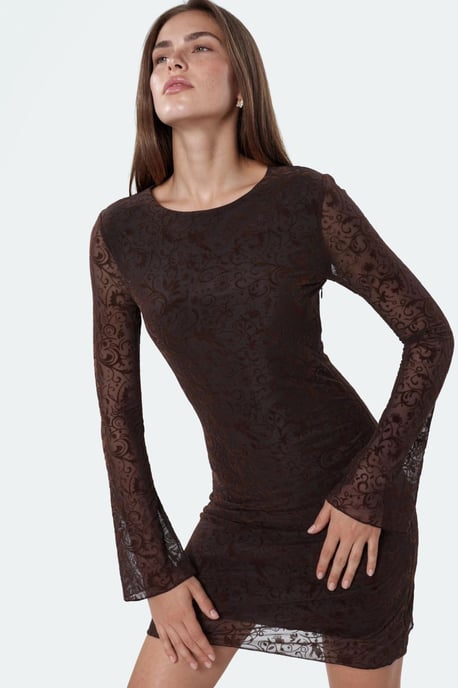 Blumen-Tüll Bodycon Mini Kleid - Image 1
