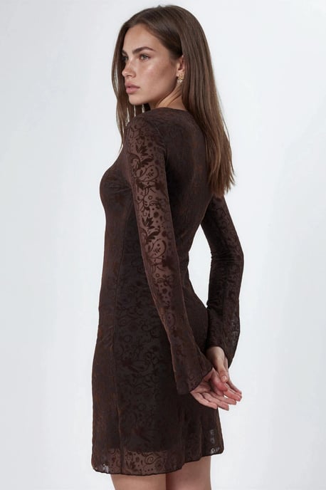 Blumen-Tüll Bodycon Mini Kleid - Image 2