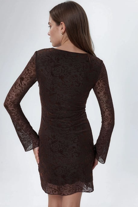 Blumen-Tüll Bodycon Mini Kleid - Image 3