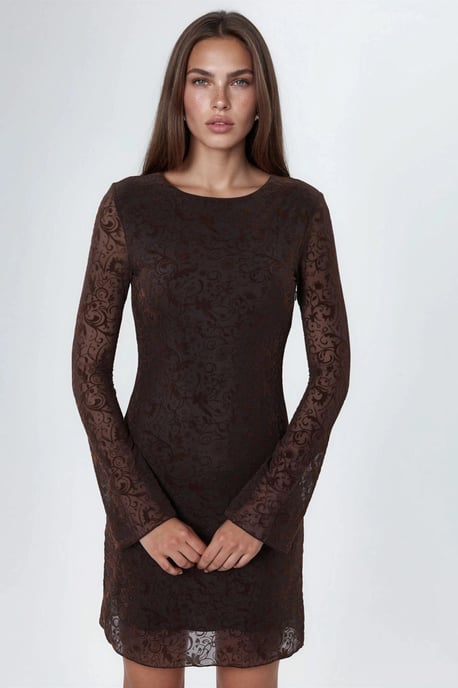 Blumen-Tüll Bodycon Mini Kleid - Image 5