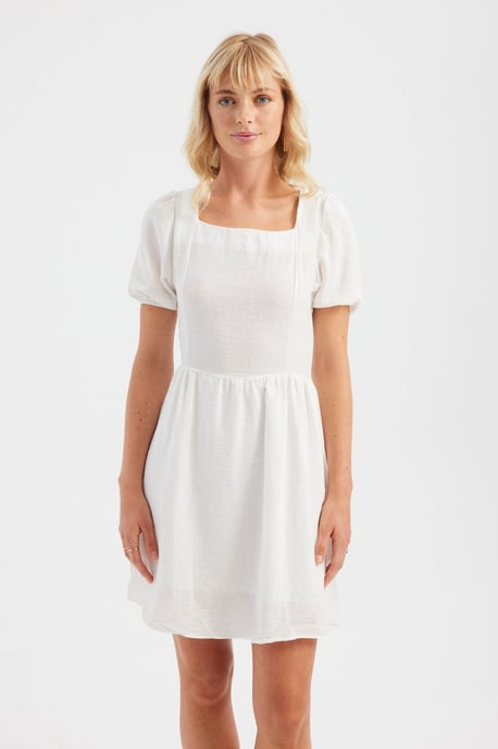 Quadratisch ausgeschnittenes kurzes Ärmel-Minikleid - Image 2