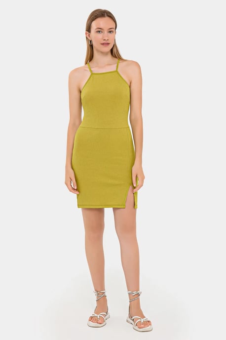 Ärmelloses Halfter-Mini-Kleid mit seitlichem Schlitz - Image 1