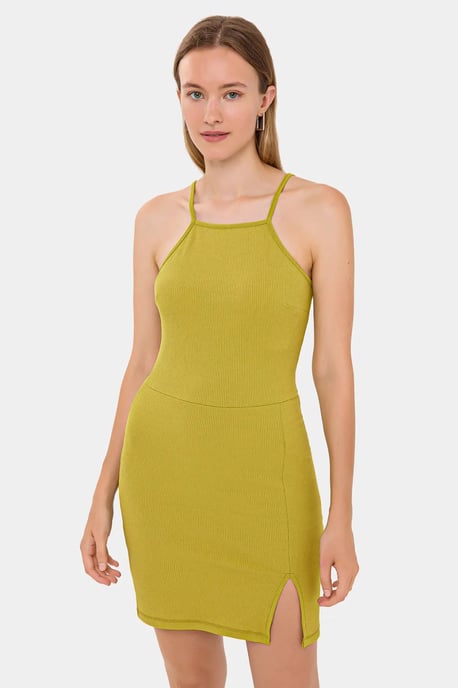 Ärmelloses Halfter-Mini-Kleid mit seitlichem Schlitz - Image 2