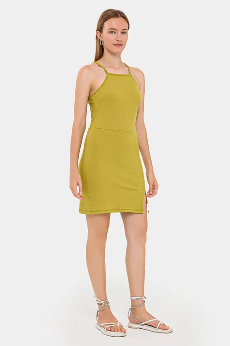 Ärmelloses Halfter-Mini-Kleid mit seitlichem Schlitz - Image 3