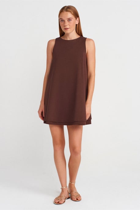 Baumwoll-Popeline Ärmelloses Mini Shift-Kleid - Image 4
